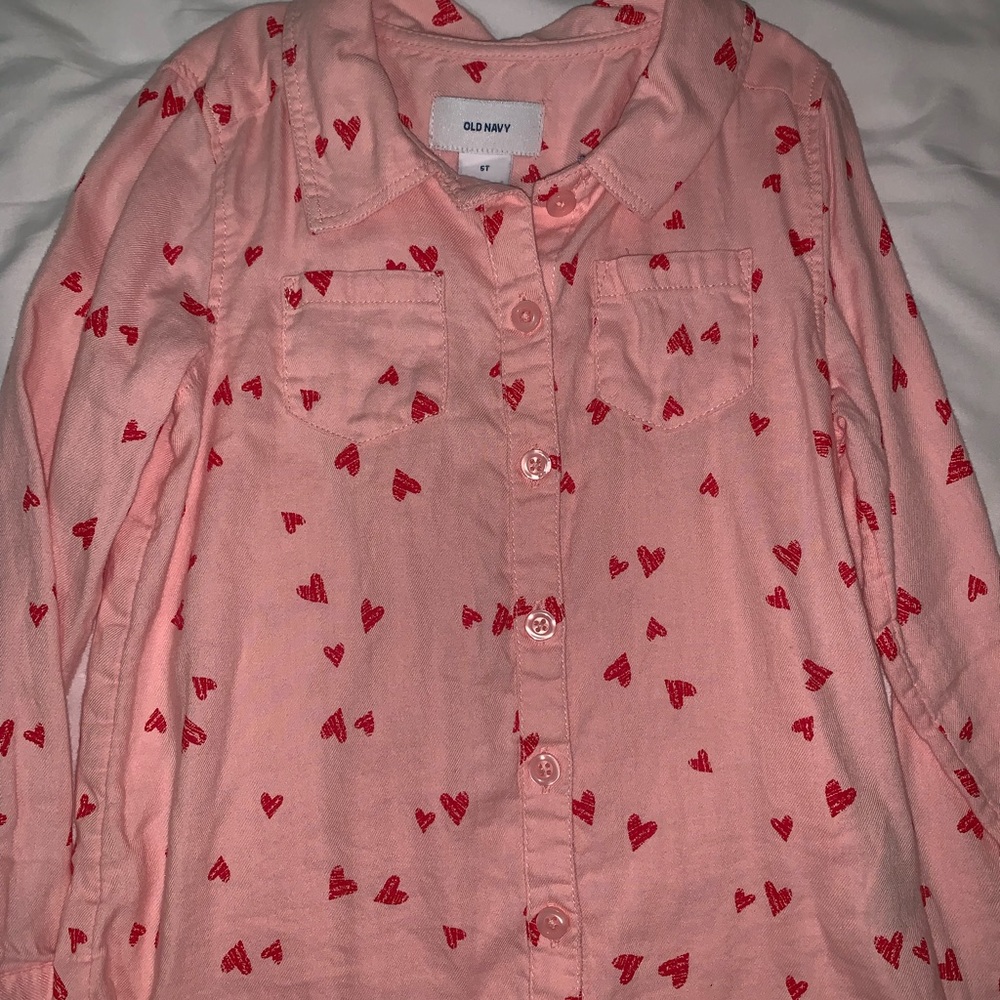 5T Button Down Pink Shirt❤️